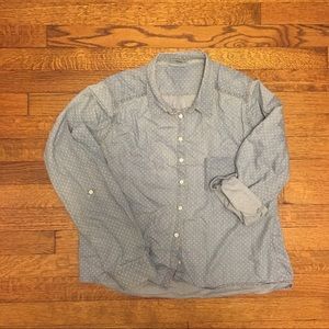 Polka dot chambray button up